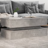 VidaXL Măsuță de cafea cu lumini LED, gri beton, 90x50x40 cm