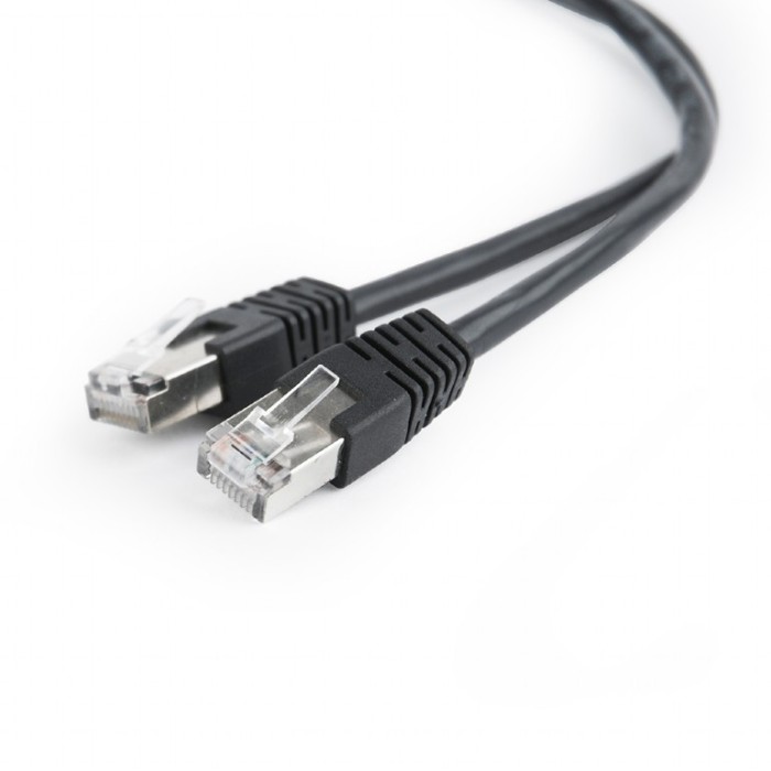 PATCH CORD FTP GEMBIRD Cat5e, cupru-aluminiu, 0.5 m, negru, AWG26, ecranat &quot;PP22-0.5M/BK&quot; (timbru verde 0.08 lei)