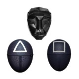 Set 3 Masti Squid Game Carnaval: Triunghi, Patrat, Lider - Negru, Plastic, Cosplay, Petrecere, Halloween