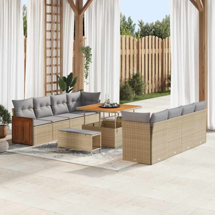 vidaXL Set de canapele pentru grădină 11 pcs Bej 100 x 100 x 71 cm 3365237
