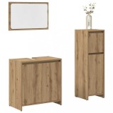 VidaXL Set mobilier de baie, 3 piese, stejar artizanal, lemn prelucrat