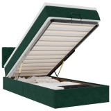 Cumpara ieftin Pat otoman cu saltea si LED-uri, verde inchis, 80x200cm catifea