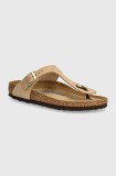 Birkenstock șlapi din nubuc Gizeh SFB culoarea bej, cu toc plat, 1019014