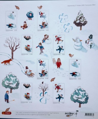 Danemarca 2009 iarna,jocuri de iarna , zăpadă serie 8v adeziv nestampilat foto