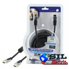 Cablu HDMI tata - HDMI tata High Speed cu Ethernet 5m, HQ foto