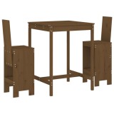 Cumpara ieftin Set mobilier de bar, 3 piese, maro miere, lemn masiv de pin