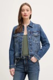 United Colors of Benetton geaca jeans femei, culoarea albastru marin, de tranzitie