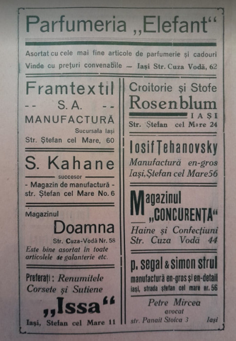 1941 Lot VII reclame interbelice Iași Jassy fata - verso evrei, romani 23 x 15cm