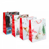 Pungă cadou pentru Crăciun - h&acirc;rtie - 265 x 127 x 330 mm - 4 tipuri/ pachet