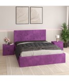 Pat Tapitat Filip Mov+ Saltea Lux Ortopedica + Noptiere Tapitate 140x200cm