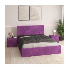 Pat Tapitat Filip Mov+ Saltea Lux Ortopedica + Noptiere Tapitate 160x200cm