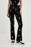 Juicy Couture pantaloni de trening din velur BRIAH AO DIAMANTE TROUSERS culoarea negru, modelator, JCMBJ224253