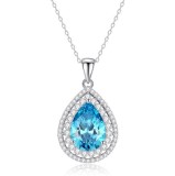 Cumpara ieftin Colier Argint S925 Cu Pandantiv Lacrimă Cu Cristal Albastru Cod ARG254C, Argintboutique