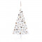 vidaXL Jumătate brad Crăciun artificial cu set globuri, alb, 120 cm
