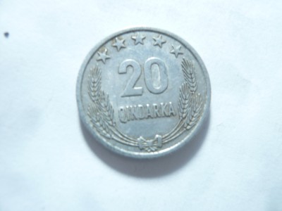 Moneda Albania 20 qindarka, 1964, aluminiu , cal. f.buna foto