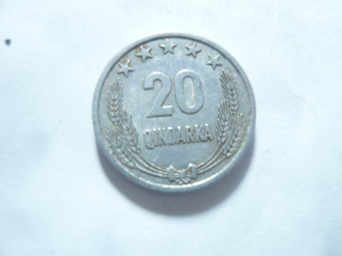 Moneda Albania 20 qindarka, 1964, aluminiu , cal. f.buna