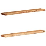 vidaXL Rafturi Perete Lemn Masiv Acacia 100x20x3.5cm, Maro, Set 2 Bucati, Raft Plutitor, Montare pe Perete, Economie Spatiu