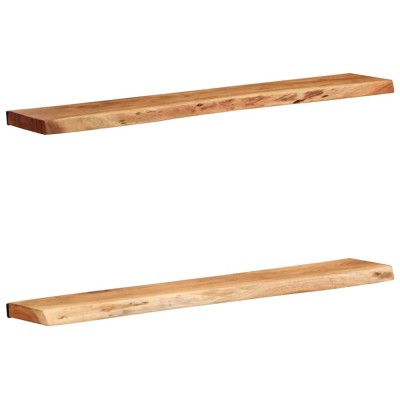 vidaXL Rafturi de perete 2 buc 100x20x3,5 cm Lemn masiv de salc&amp;acirc;m 373627 foto