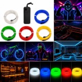 Kit fir EL Wire 5 metri, invertor portabil cu baterii, pentru party, gaming si tuning auto - Alb