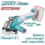 Polizor unghiular TOTAL 115 mm, 20V Li-Ion, brushless, industrial