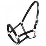 Căpăstru reglabil din piele naturală, negru, full, vidaXL