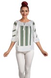 Bluza dama DEC alb/crem , marimea 3XL, Casual, Bumbac