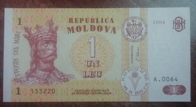 B11 4 - Bancnota foarte veche - Moldova - 1 leu - 1994 foto