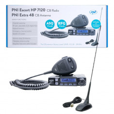 Kit statie radio CB PNI Escort HP 7120 ASQ + antena CB PNI Extra 48 cu magnet inclus
