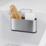 Suport organizator din oțel inoxidabil cu ventuză pentru chiuvetă, 17,2x11,2x13,7cm, CMCLASS