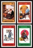 Grenada 1982 - Picturi de Norman Rockwell, arta, serie neuzata