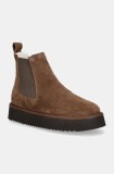 Copenhagen botine de zăpadă femei, culoarea maro, cu toc plat, izolat, CPH258
