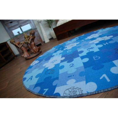 Covor copilăresc Puzzle albastru rotund, cerc 100 cm foto