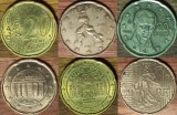 20 euro cent set 5 monede din 5 tari diferite - Austria Grecia Franta Italia Germania - foto colaj, Europa