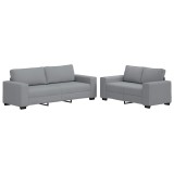 Cumpara ieftin Set de canapele cu perne, 2 piese, gri deschis, textil