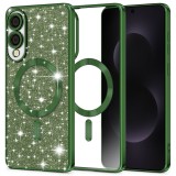 Husa premium Samsung Galaxy S25 Edge Techsuit Luxury Glitter MagSafe, verde