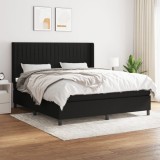 vidaXL Pat box spring cu saltea, negru, 180x200 cm, catifea