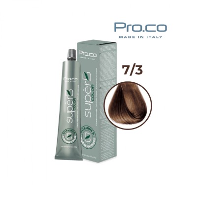 Vopsea de par profesionala fara amoniac SUPERB.COLOR 100 ml - Pro.Co - 7/3 BLOND AURIU foto