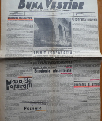 Buna Vestire, ziar liber de lupta si doctrina romaneasca, 2 Aprilie 1936 foto