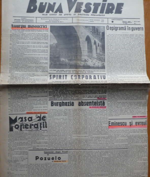 Buna Vestire, ziar liber de lupta si doctrina romaneasca, 2 Aprilie 1936