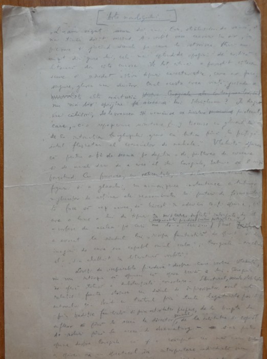 Manuscris Stefan Cazimir, Arta monologului, eseu, 6 pagini