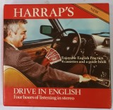 HARRAP &#039;S , DRIVE IN ENGLISH , 3 CASSETTES AND A GUIDE BOOK , 1982, LIPSA O CASETA AUDIO *