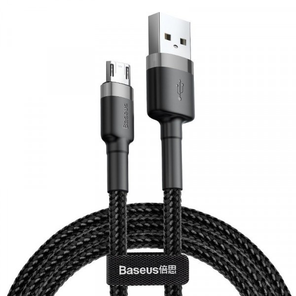 Cablu Date si Incarcare USB-A - microUSB Baseus Cafule, 18W, 0.5m, Gri CAMKLF-AG1