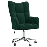 Cumpara ieftin Scaun de relaxare, verde inchis, catifea