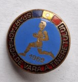 Spartachiada de vara a Tineretului 1962 insigna elevi, scolari - pionieri