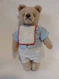 Ursuleț Vintage Mohair 32 cm &ndash; Articulat (Cap/Membre), Haine Originale, Palme/Tălpi Fetru, Jucărie Veche de Colecție, Stil Teddy Bear Clasic, Retro