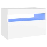 Cumpara ieftin Noptiera cu lumini LED, alb, 60x35x40 cm, lemn prelucrat