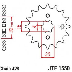 Pinion fata 13 dinti pas lant 428 - Betamotor 125 RR - Husqvarna 125 SM - Rieju 125 Marathon - Yamaha DT 80 LC - Crypton - YZF-R 125