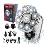 Aparat de ras electric, Set Multifunctional 6 in 1, 9 lame rotative, Cap detasabil magnetic, Impermeabil IPX6, Barbierit uscat si umed, Afisaj LED, In