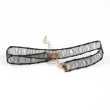 Choker cu banda neagra transparenta si perla decorativa