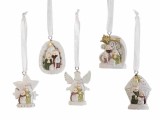 Set 5 ornamente brad Craciun Nasterea Domnului polirasina multicolora cm 4 x 5 H
